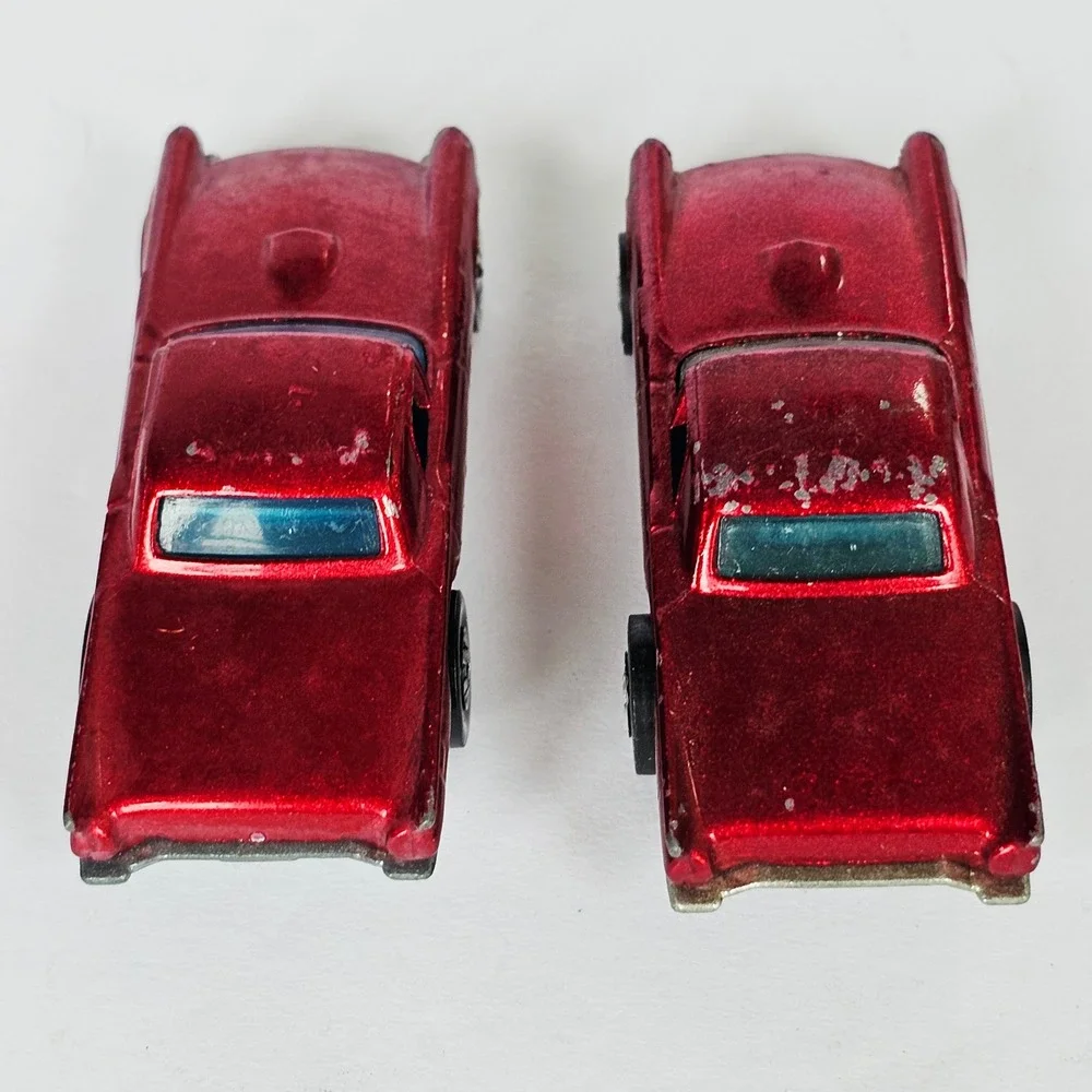 1977 Hot Wheels 57 Thunderbird Metallic Red Diecast Car Lot 2pc Vintage Toy